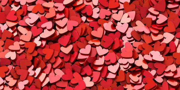無限の心の背景 情熱とバレンタインデーのテーマ 3Dレンダリング 水平方向のバナーサイズ — ストック写真