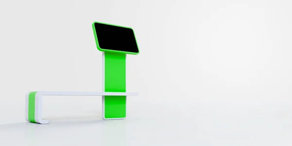 Digital Display Integrating Modern Bench Original Rendering — Stock Photo, Image