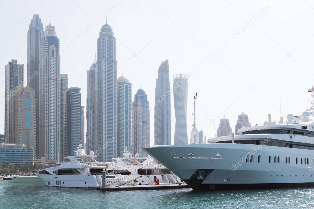 Dubai Marina, panoramic view from the sea