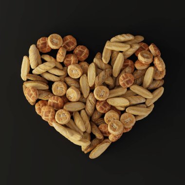 Sağlıklı ekmek, insan kalp için iyi. Orijinal 3d render