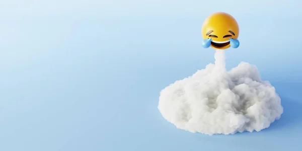 Gelukkige Lachende Emoticons Weergave Achtergrond Sociale Media Communicatie Concept — Stockfoto