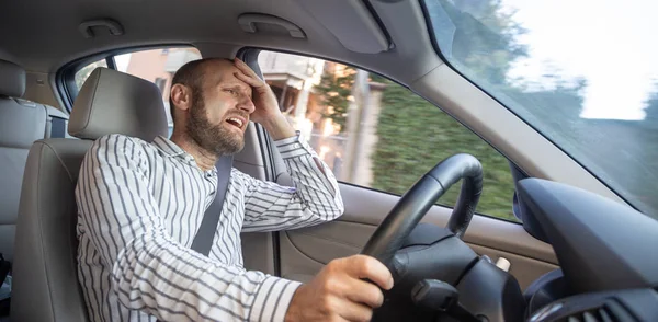 Agressieve Gek Coureur Zijn Auto — Stockfoto