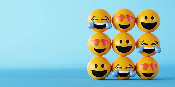 Liebe Und Glück Emoticon Rendering Hintergrund Social Media Und Kommunikationskonzept — Stockfoto
