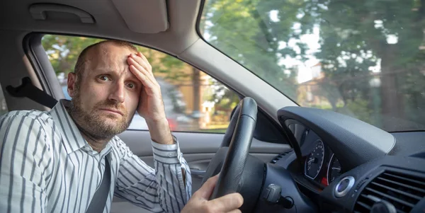 Agressieve Gek Coureur Zijn Auto — Stockfoto