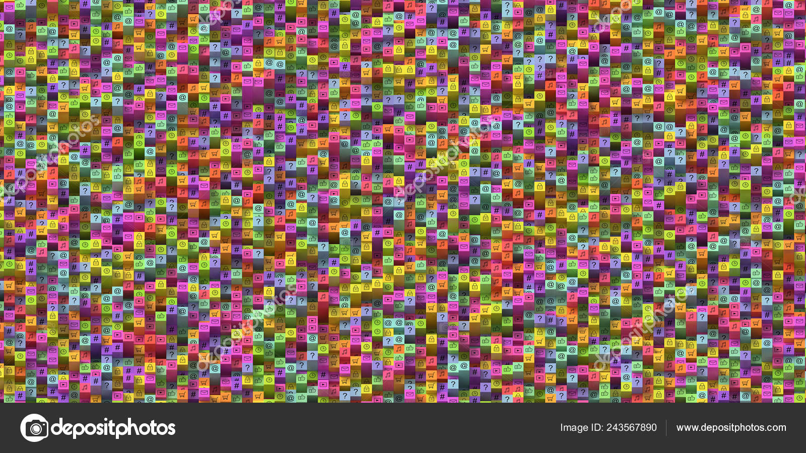 Infinite Social Media Infinite Icons Rendering Background Stock Photo