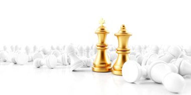 Sonsuz satranç arka plan, orijinal 3d render. Liderlik ve rol modeli kavramları