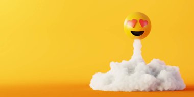 Aşk ifade 3d işleme arka plan, sosyal medya ve iletişim kavramı