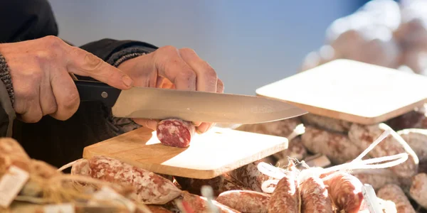 Straatmarkt Eten Vers Vlees Worst — Stockfoto