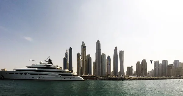 Dubai Marina Vista Panorámica Desde Mar — Foto de Stock