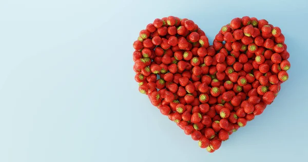 Strawberries ultra realistic heart shape, original 3d rendering