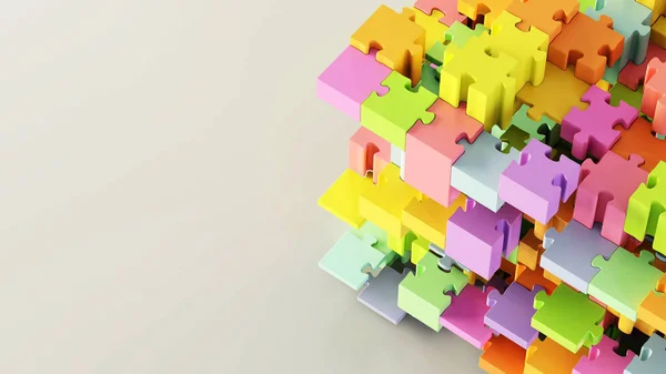 Jigsaw abstrato fundo, negócios e conceitos de trabalho em equipe, 3d r — Fotografia de Stock