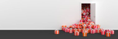 Kapıdan dışarı orijinal 3d render girmek sonsuz hediye kutuları
