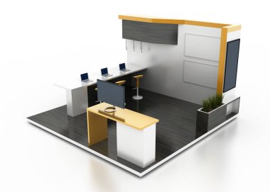 Fuar Standı beyaz, orijinal 3B oluşturmayı ve modelleri