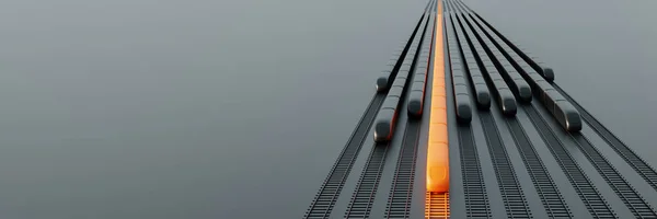 Concepto de transporte ferroviario de alta velocidad, renderizado 3D original — Foto de Stock