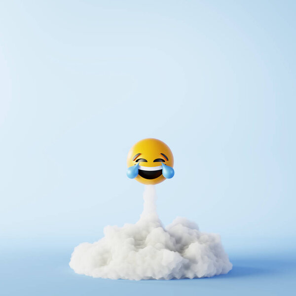 Happy and laughing emoticons 3d rendering background, social med — Stock Photo, Image