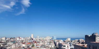 Havana, Küba; eski şehrin havadan panoramik manzarası