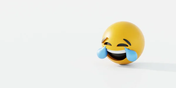Happy Crying Emoticon Rendering Background Social Media Communications Concept — Stock Photo, Image
