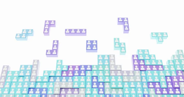 Jigsaw Domino Ludźmi Nieskończone Kawałki Oryginalne Renderowanie — Zdjęcie stockowe