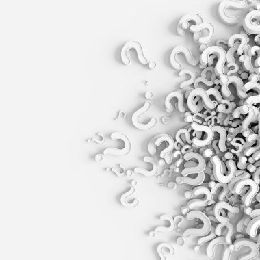Sonsuz soru işaretleri, iş kavramları; Orijinal 3D Renderin