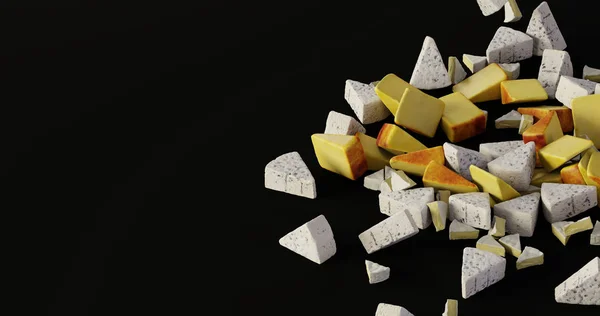 Peynir sonsuz parçalar, soyut 3d render arka plan — Stok fotoğraf