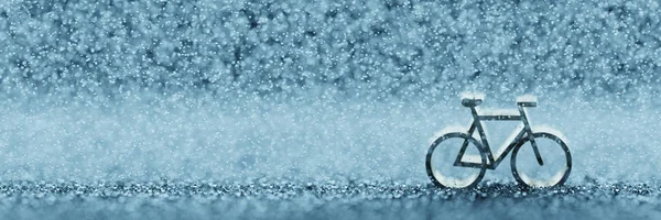 雨の下で自転車。オリジナルの3Dレンダリング. — ストック写真