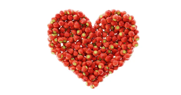 草莓超逼真的心脏形状, 原始的3d 渲染 — 图库照片