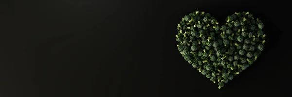 Lahana brokoli kalp şekli, ultra gerçekçi 3D render. Kopya — Stok fotoğraf