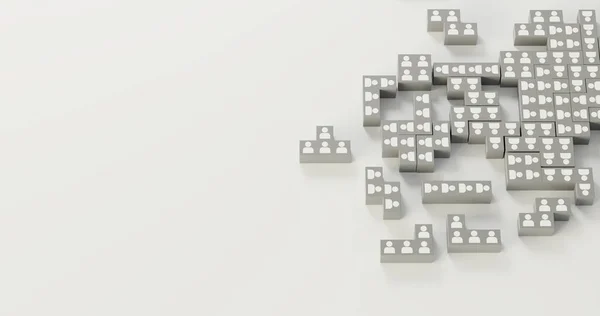 Jigsaw Domino med människor, oändliga bitar; ursprungliga 3D renderin — Stockfoto