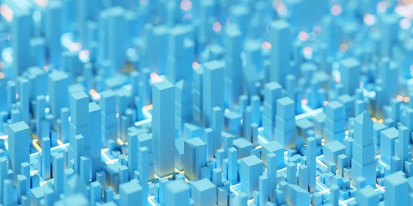 Techno mega ciudad; conceptos de tecnología urbana y futurista, orig — Foto de Stock