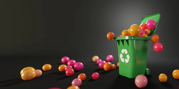 Déchets plastiques et concept de problème de recyclage, rendu 3D original — Photo