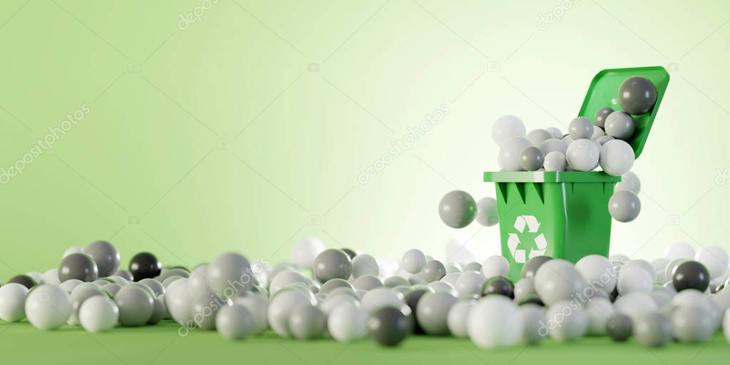 Plastic waste and recycle problem concept, original 3d rendering