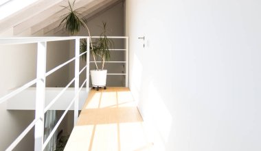 Minimal ve modern ev iç, beyaz beton ve hafif b ile