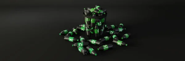 Residuos plásticos y reciclar el concepto de problema, renderizado 3D original — Foto de Stock