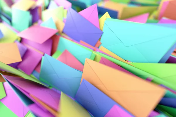 Бесконечные почтовые конверты, 3D рендеринг фон — стоковое фото