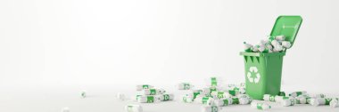 Plastik atık ve geri dönüşüm sorun kavramı, orijinal 3d render