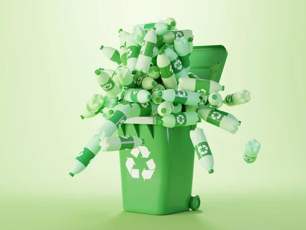 Plastikmüll und Recycling-Problemkonzept, originelles 3D-Rendering — Stockfoto