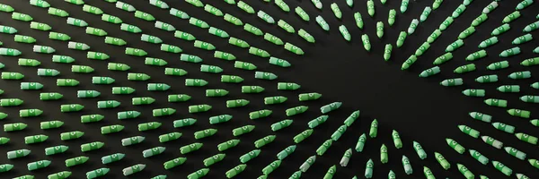 Infinitas botellas de plástico con icono de reciclaje; renderina 3D original — Foto de Stock