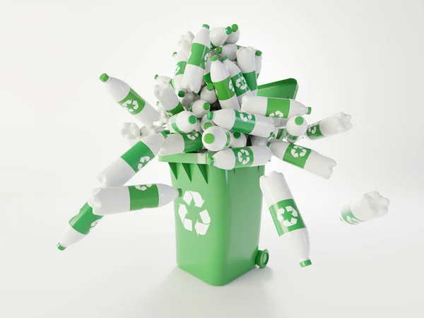 Plastikmüll und Recycling-Problemkonzept, originelles 3D-Rendering — Stockfoto