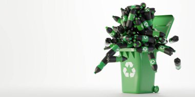Plastik atık ve geri dönüşüm sorun kavramı, orijinal 3d render