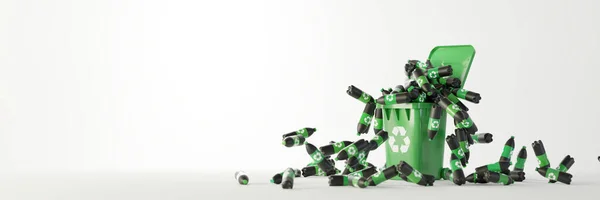 Műanyaghulladékok és újrahasznosítási probléma koncepció, eredeti 3D renderelés — Stock Fotó