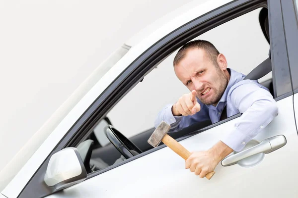 Armed and aggressive driver — Stock Photo, Image