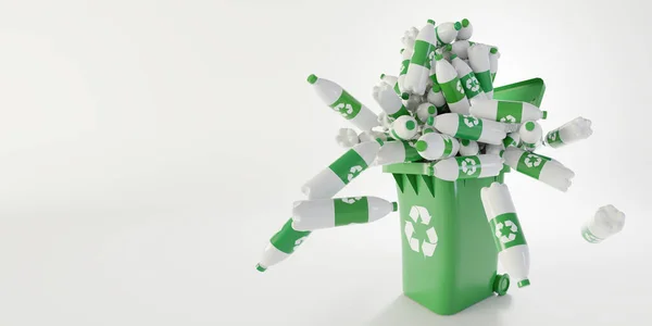 Plastikmüll und Recycling-Problemkonzept, originelles 3D-Rendering — Stockfoto