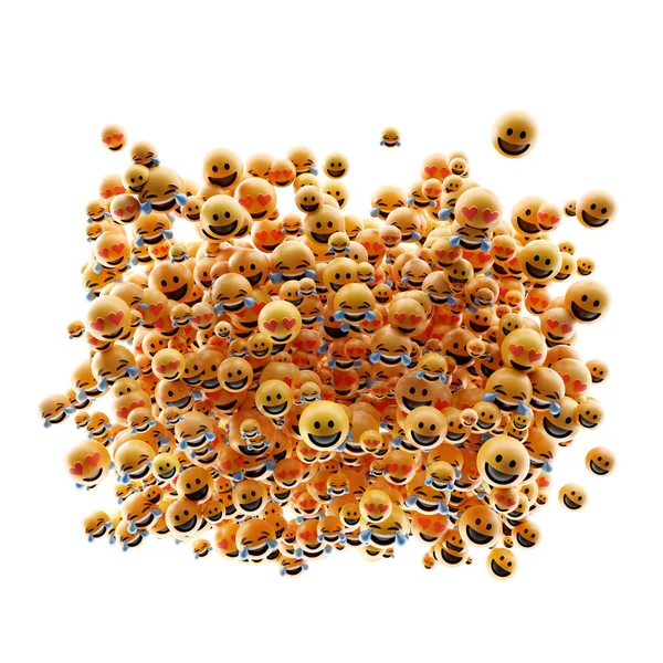 Unendliche Emoticons 3D-Rendering-Hintergrund, soziale Medien und com — Stockfoto