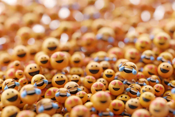 Unendliche Emoticons 3D-Rendering-Hintergrund, soziale Medien und com — Stockfoto