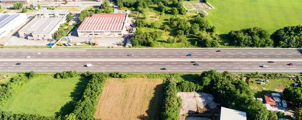 Auto Estrada Ocupada Foto Aérea Tirada Com Drone — Fotografia de Stock