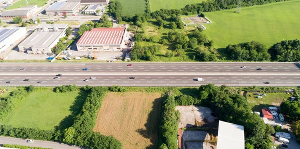 Auto Estrada Ocupada Foto Aérea Tirada Com Drone — Fotografia de Stock