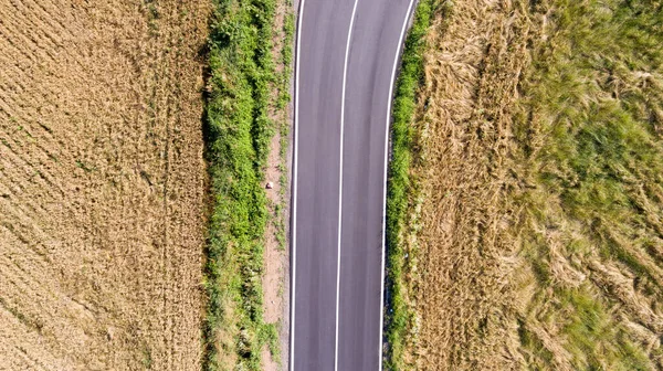 Countryside road, aerial photo taken with a drone