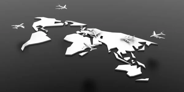 Globalny Ruch Lotniczy Konceptualna Mapa Świata Oryginalne Renderowanie — Zdjęcie stockowe