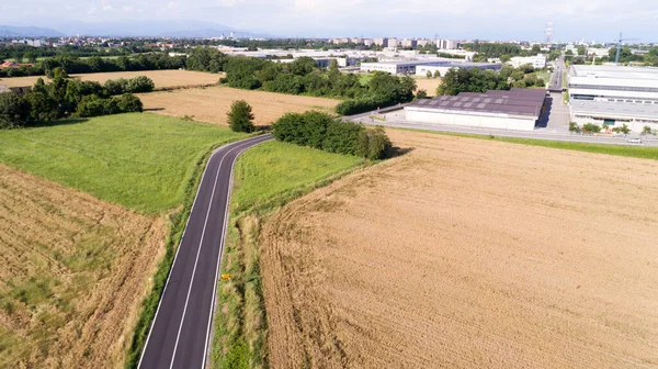 Countryside road, aerial photo taken with a drone