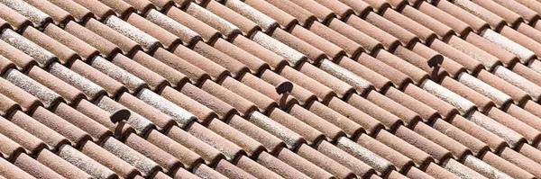Typical European Clay Shingle Roof Construction — Stock Photo, Image